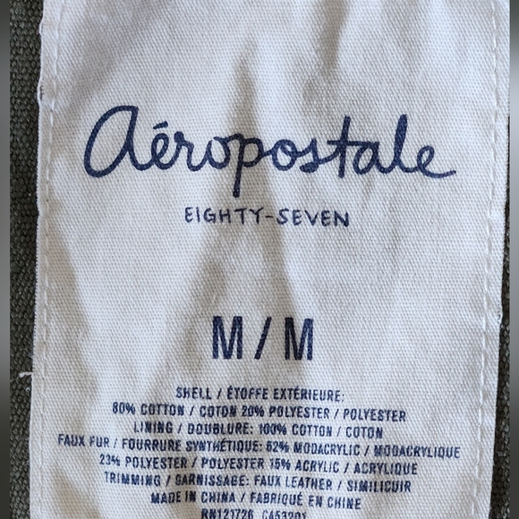 #KG28 Aeropostale Girls Olive Green Jacket With Faux Fur Collar - Picture 10 of 14